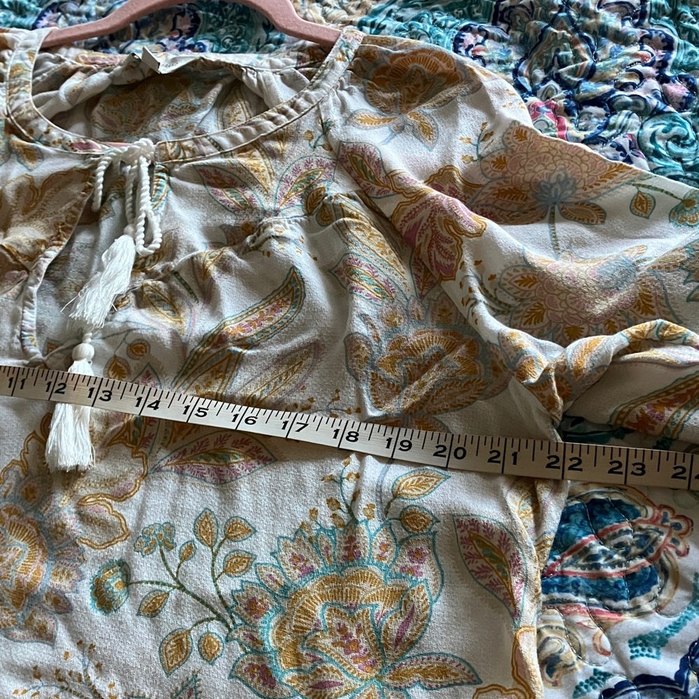 Lucky Brand Floral Blouse in Cream and Orange - Picture 8 of 9